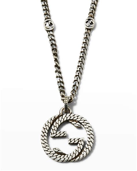 gucci necklace silver sale|gucci interlocking g silver necklace.